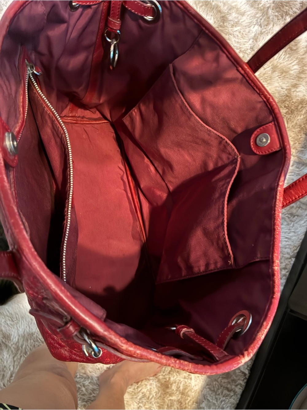 Christian Dior Large Panarea Tote Red Cannage Quilted Leather - Picture 4 of 16